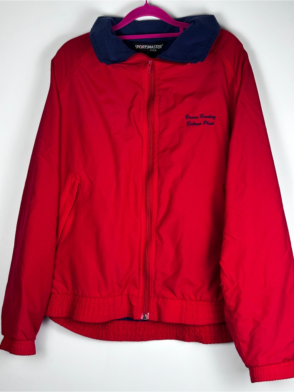 Vintage Sportsmaster USA red nylon fleece lined windbreaker jacket XL made USA